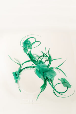 Green Floral Feather Stand Out Headpiece